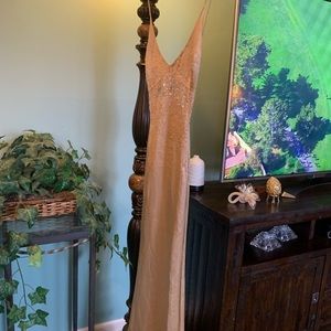 Long silky gold with stones & beeds